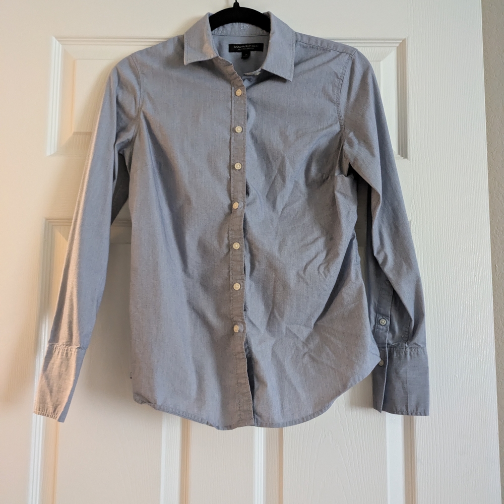 Women's Blue Button-Up Shirt